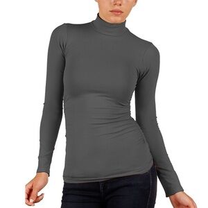 Last Tango Long Sleeve Seamless Mock Neck Top Steel Grey